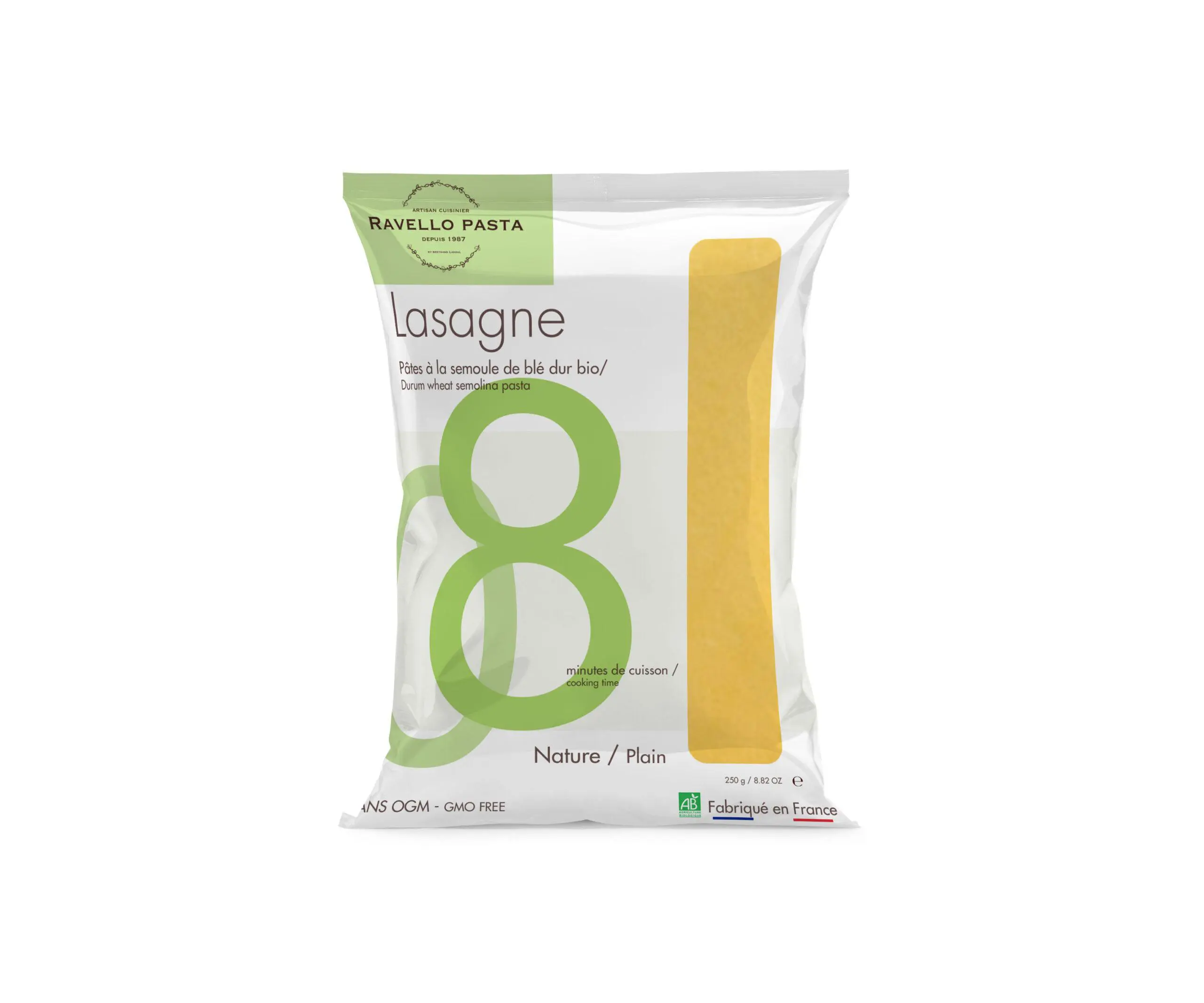 lasagne biologique - Lasagne bio fabrication artisanale - 250 g- Pâtes Artisanales Françaises - pâtes bio