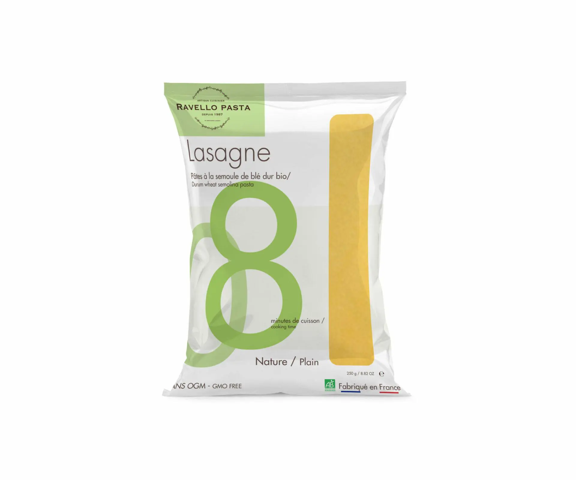 lasagne biologique - Lasagne bio fabrication artisanale - 250 g- Pâtes Artisanales Françaises - pâtes bio