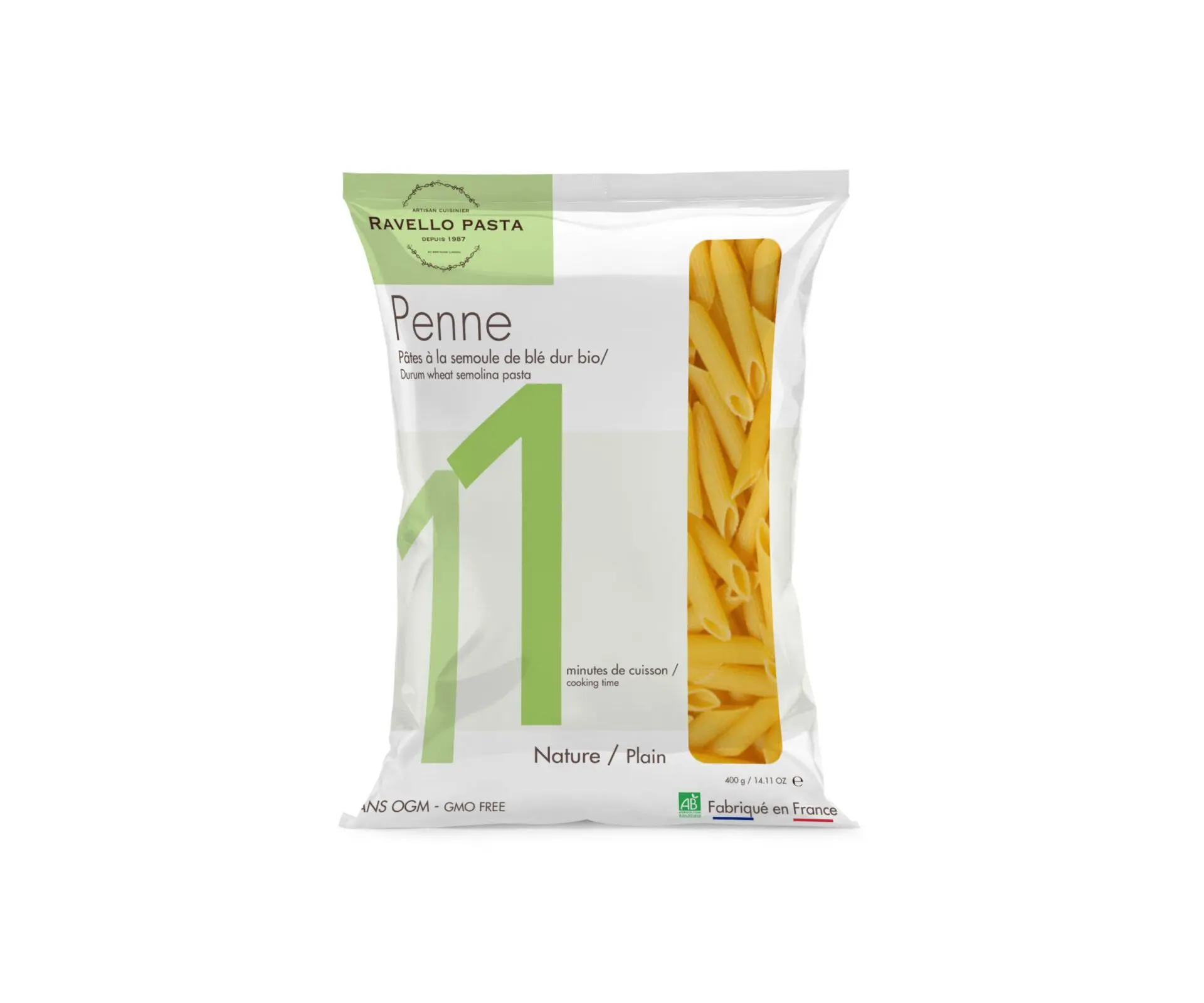Pennes artisanales bio 400 g -Penne bio fabrication artisanale- Pâtes Artisanales Françaises - pâtes bio
