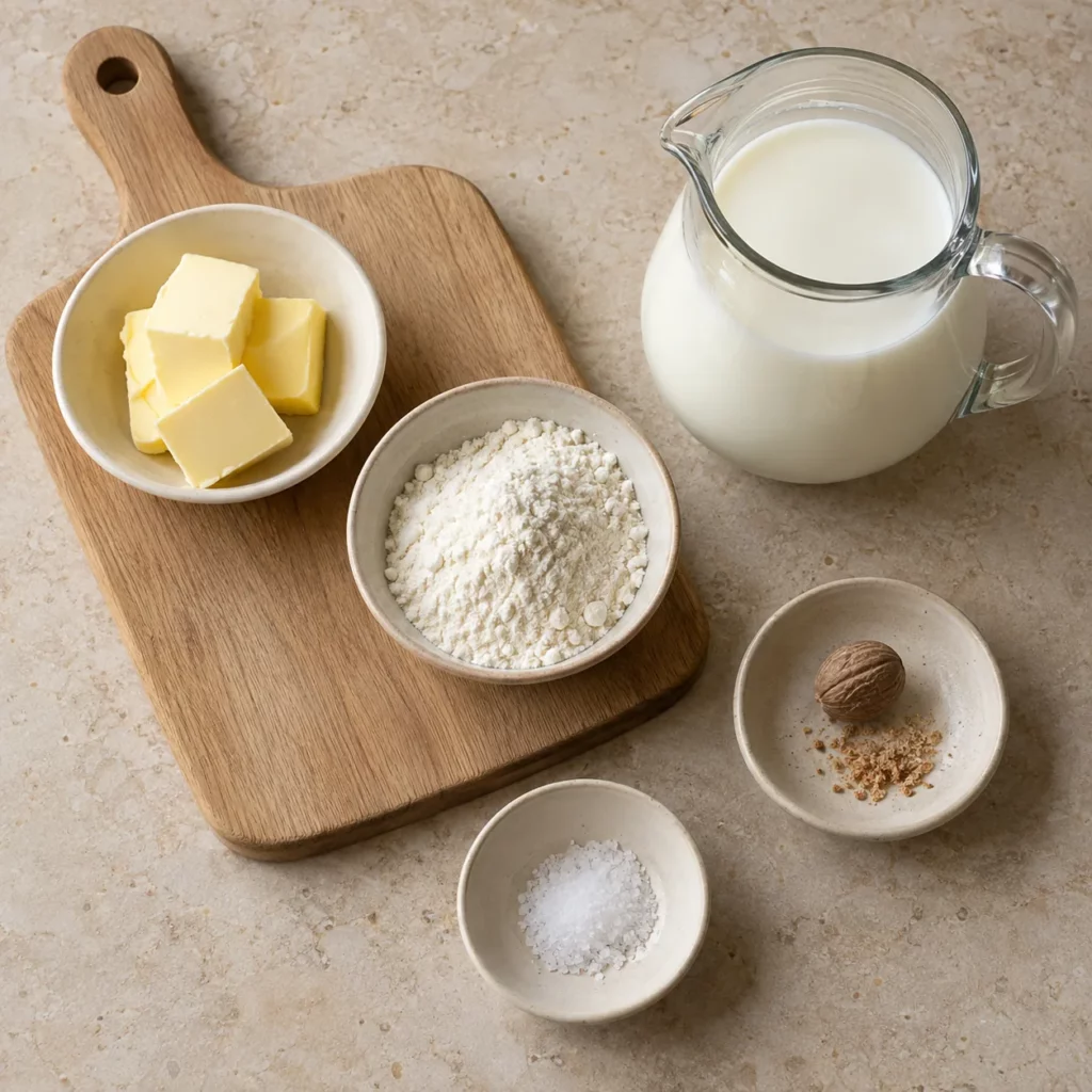 Les ingrédients pour Béchamel minute pour lasagne à l’italienne Les ingrédients pour Béchamel minute pour lasagne à l’italienne — illustration