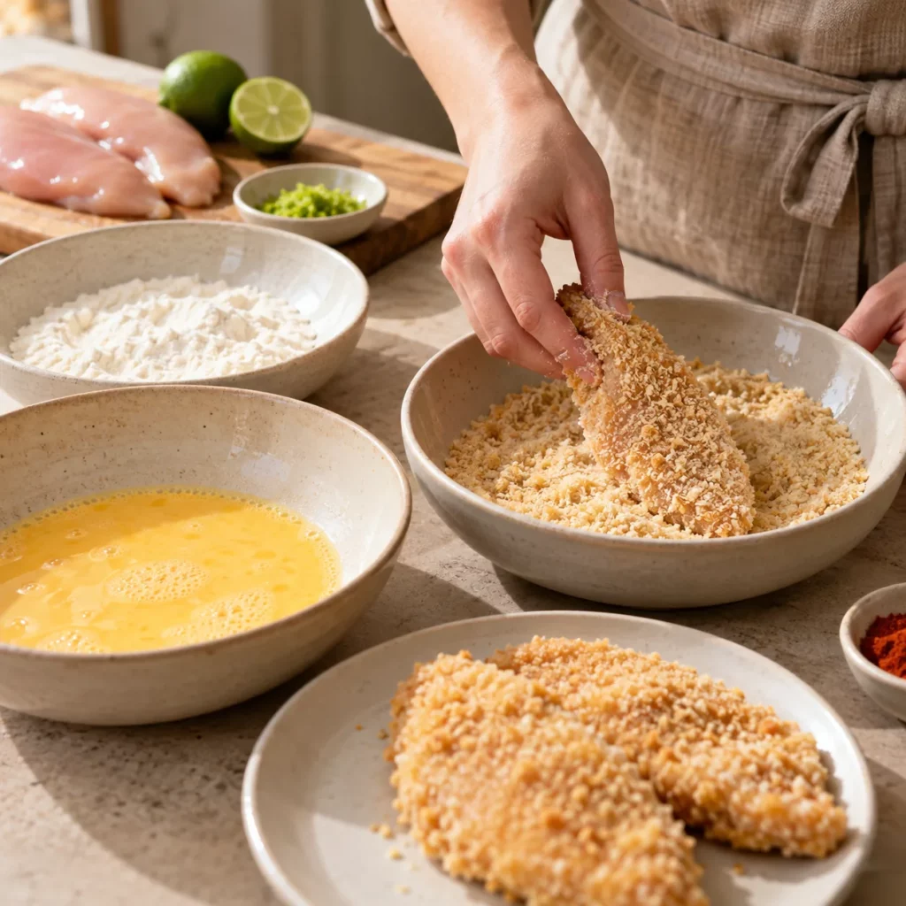 Geste pour Coquillettes, volaille de Bresse et citron vert Geste pour Coquillettes, volaille de Bresse et citron vert — illustration
