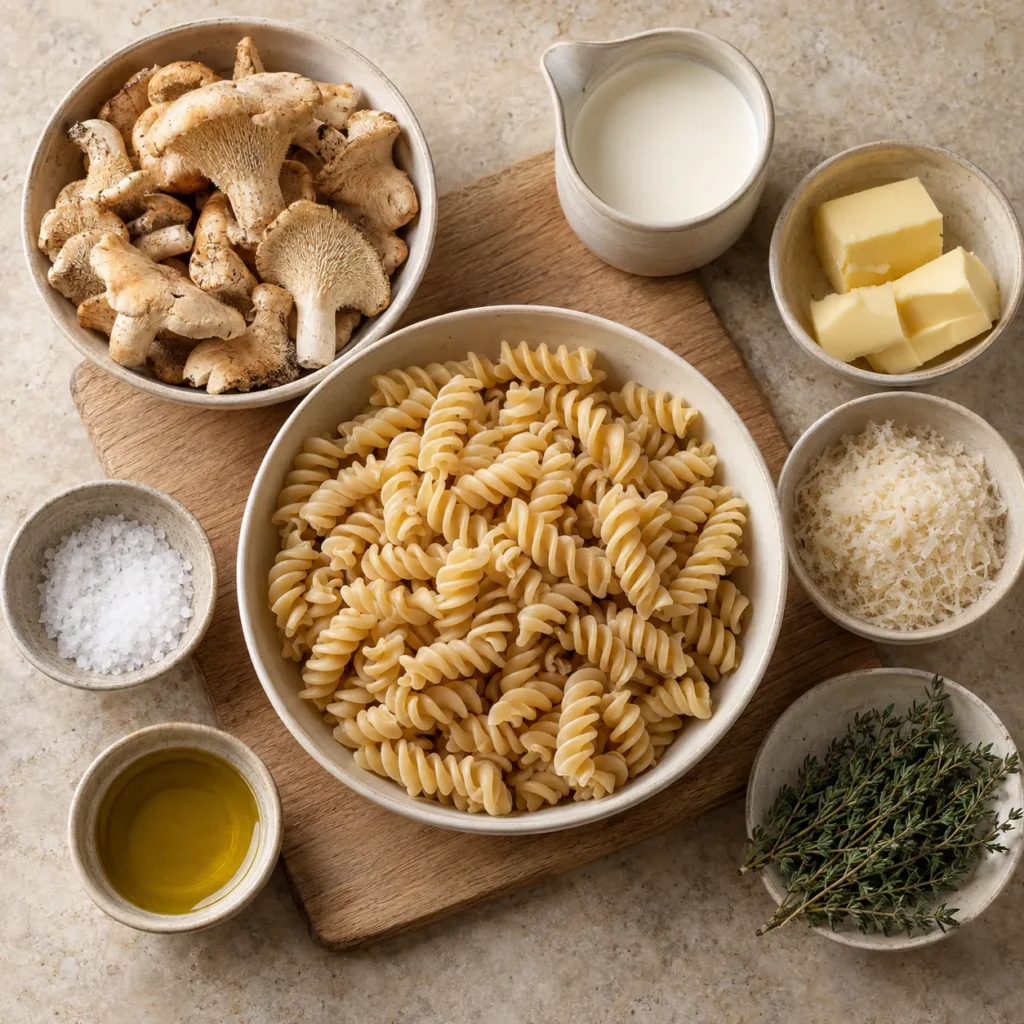 Les ingrédients pour Pied de mouton, fusilli et crème Les ingrédients pour Pied de mouton, fusilli et crème — illustration