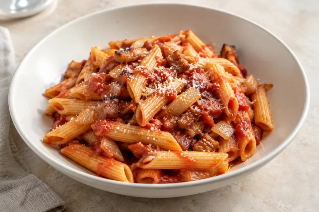Penne façon amatriciana Penne façon amatriciana — illustration