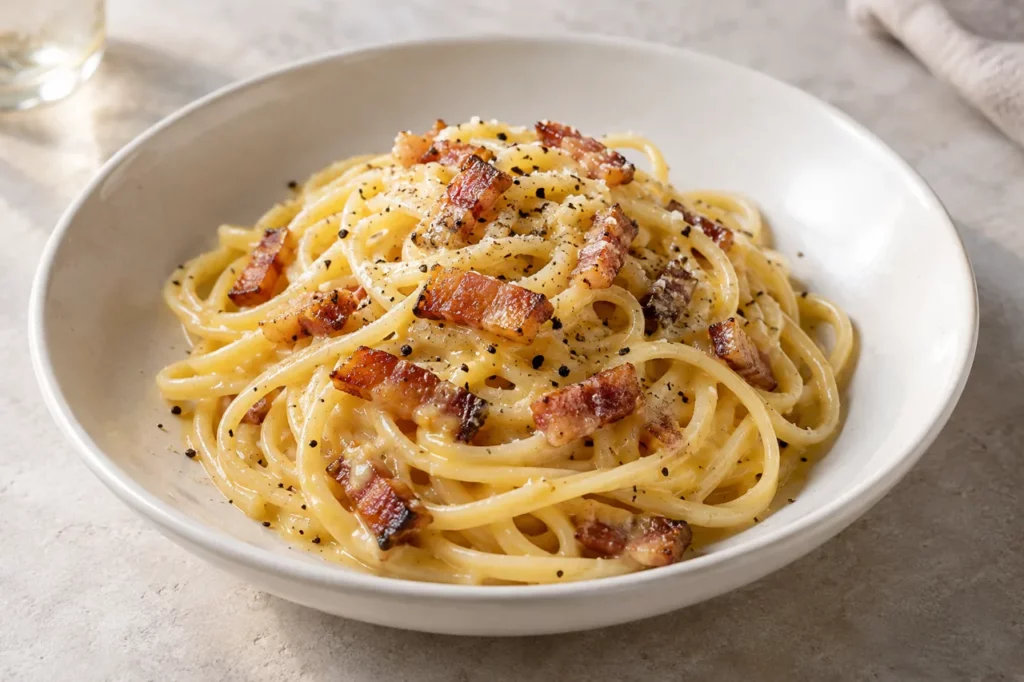 Linguine à la carbonara Linguine à la carbonara — illustration