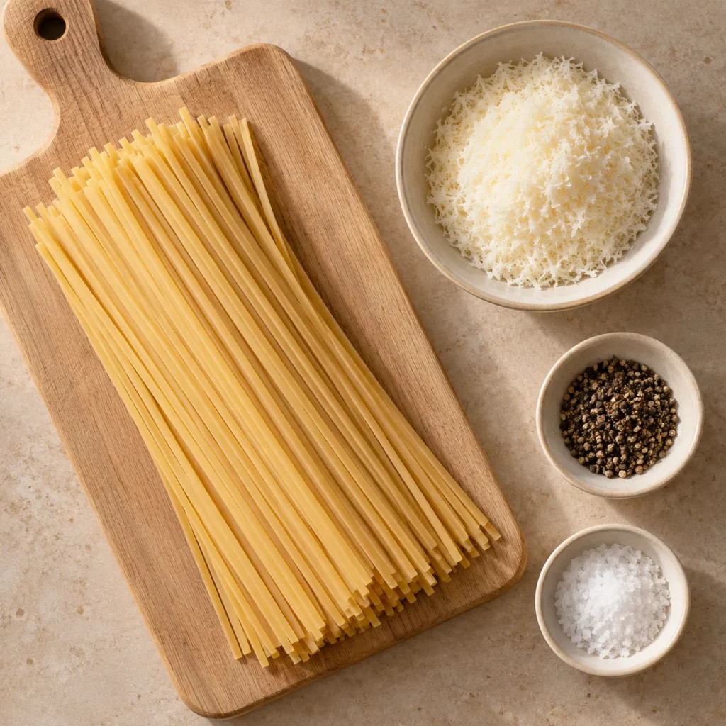 Les ingrédients pour Linguine cacio e pepe Les ingrédients pour Linguine cacio e pepe — illustration