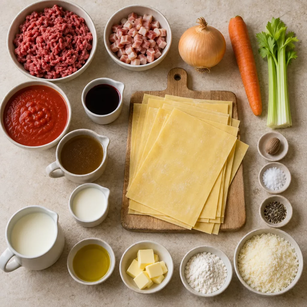 Les ingrédients pour Lasagnes à la bolognaise Les ingrédients pour Lasagnes à la bolognaise — illustration