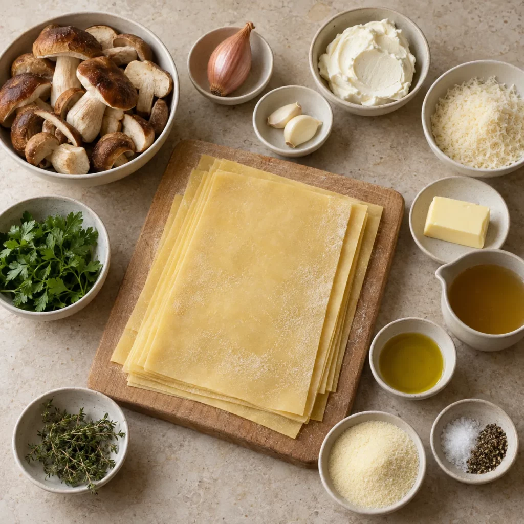 Les ingrédients pour Raviolis aux cèpes et au mascarpone Les ingrédients pour Raviolis aux cèpes et au mascarpone — illustration