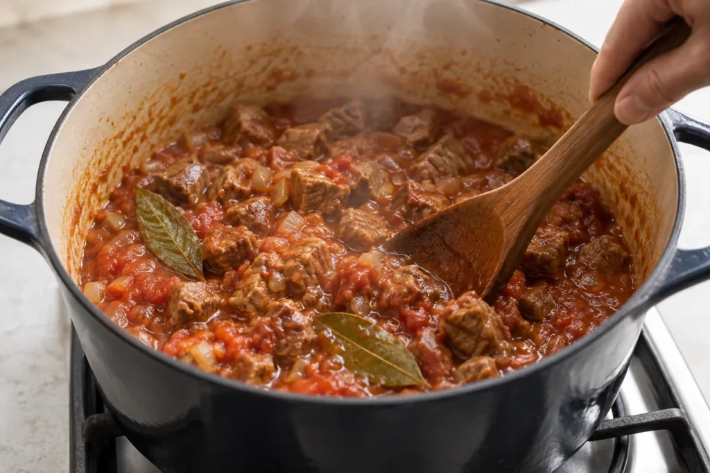 Geste pour Macaroni au ragù d’agneau et aux poivrons Geste pour Macaroni au ragù d’agneau et aux poivrons — illustration