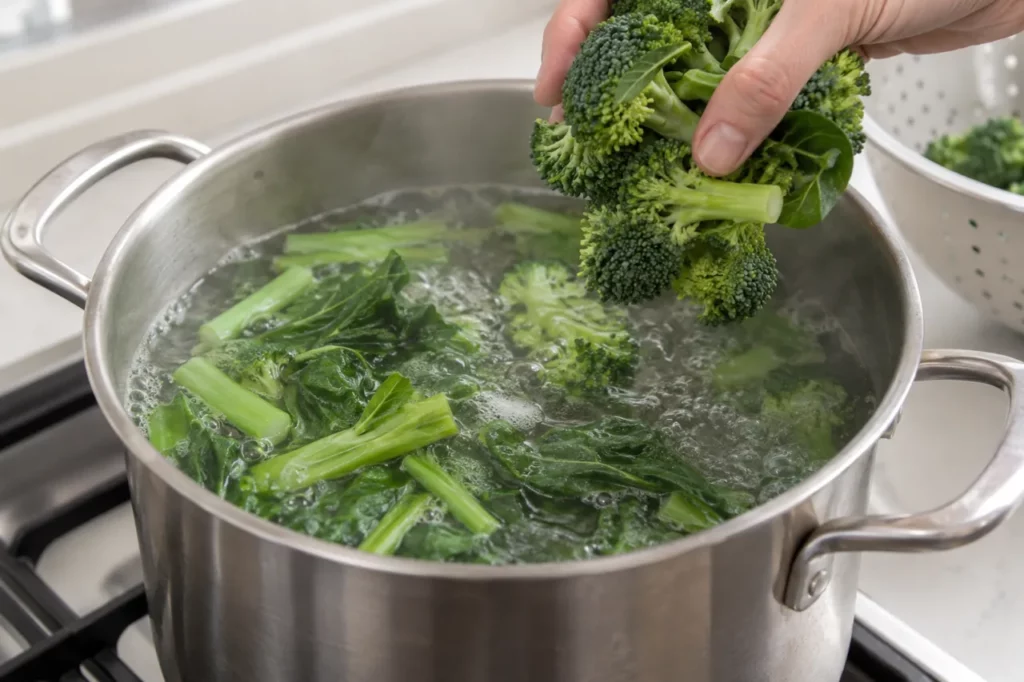 Geste pour Conchiglie au brocoli-rave et aux anchois Geste pour Conchiglie au brocoli-rave et aux anchois — illustration