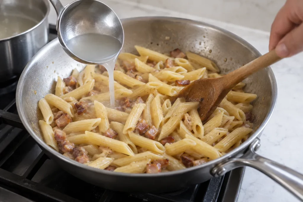 Geste pour Penne à la gricia Geste pour Penne à la gricia — illustration