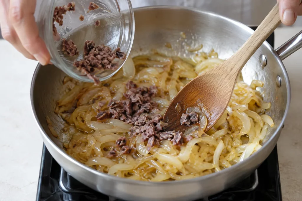 Geste pour Linguine aux oignons fondants et aux anchois Geste pour Linguine aux oignons fondants et aux anchois — illustration