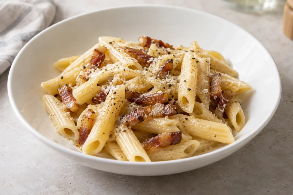 Penne à la gricia Penne à la gricia — illustration
