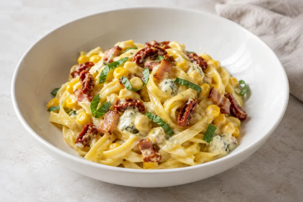 Tagliatelles au maïs et au gorgonzola Tagliatelles au maïs et au gorgonzola — illustration