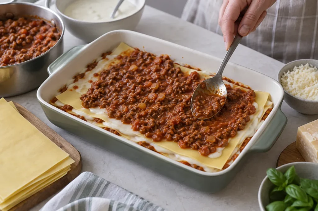Montage pour Lasagnes à la bolognaise Montage pour Lasagnes à la bolognaise — illustration