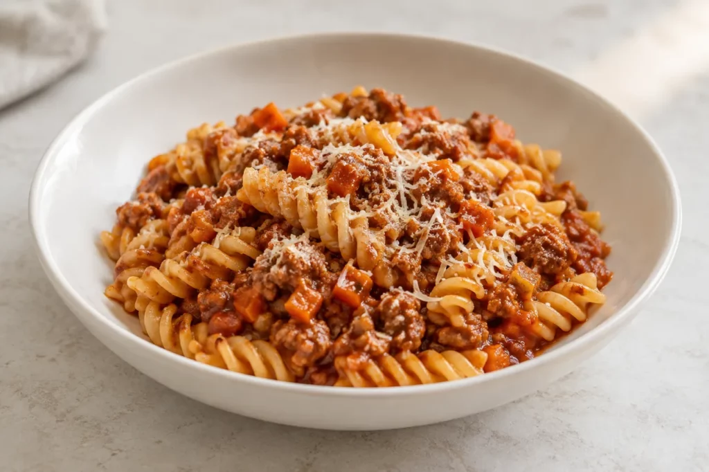 Fusilli au ragù de saucisse Fusilli au ragù de saucisse — illustration