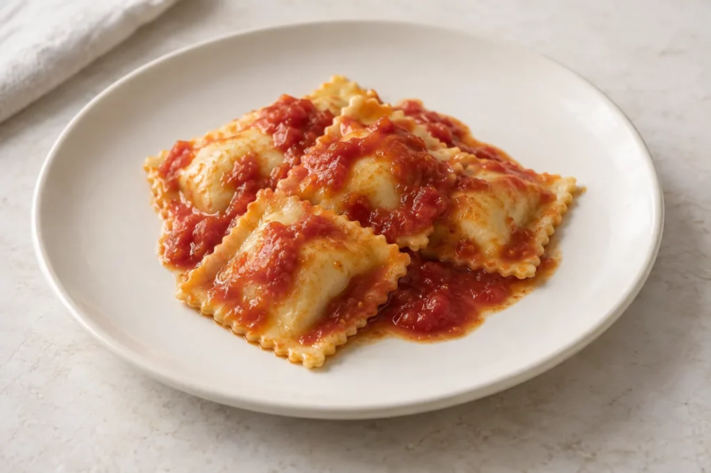 Raviolis à la ricotta et à la sauce tomate Raviolis à la ricotta et à la sauce tomate — illustration
